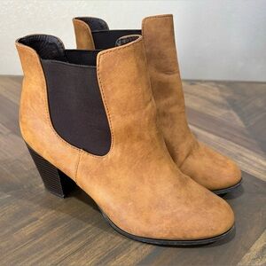 Charming Charlie Brown Faux Leather Ankle Boots Size 10 Booties